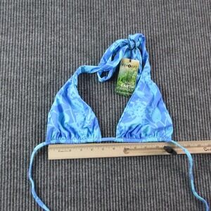 Sunbleached Bikini Top Womens M Blue Floral Triangle Halter Repreve Lined NWT